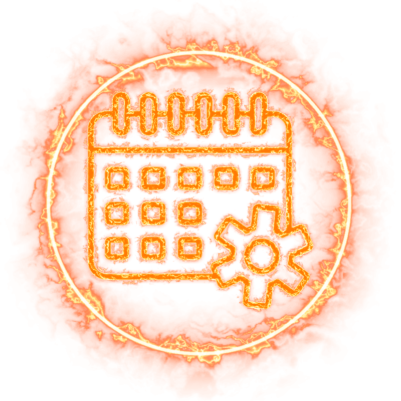Events Manager icon, fire-outline style.