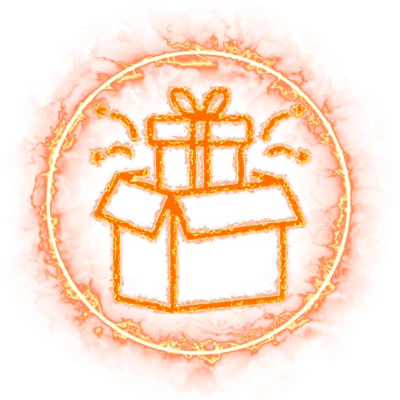 Giveaways icon, fire-outline style.