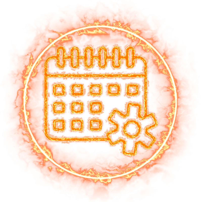 Events Manager icon, fire-outline style.