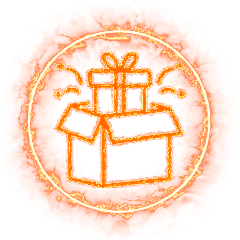 Giveaways icon, fire-outline style.