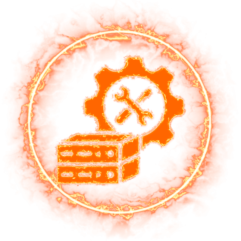 Server Manager icon, fire-outline style.