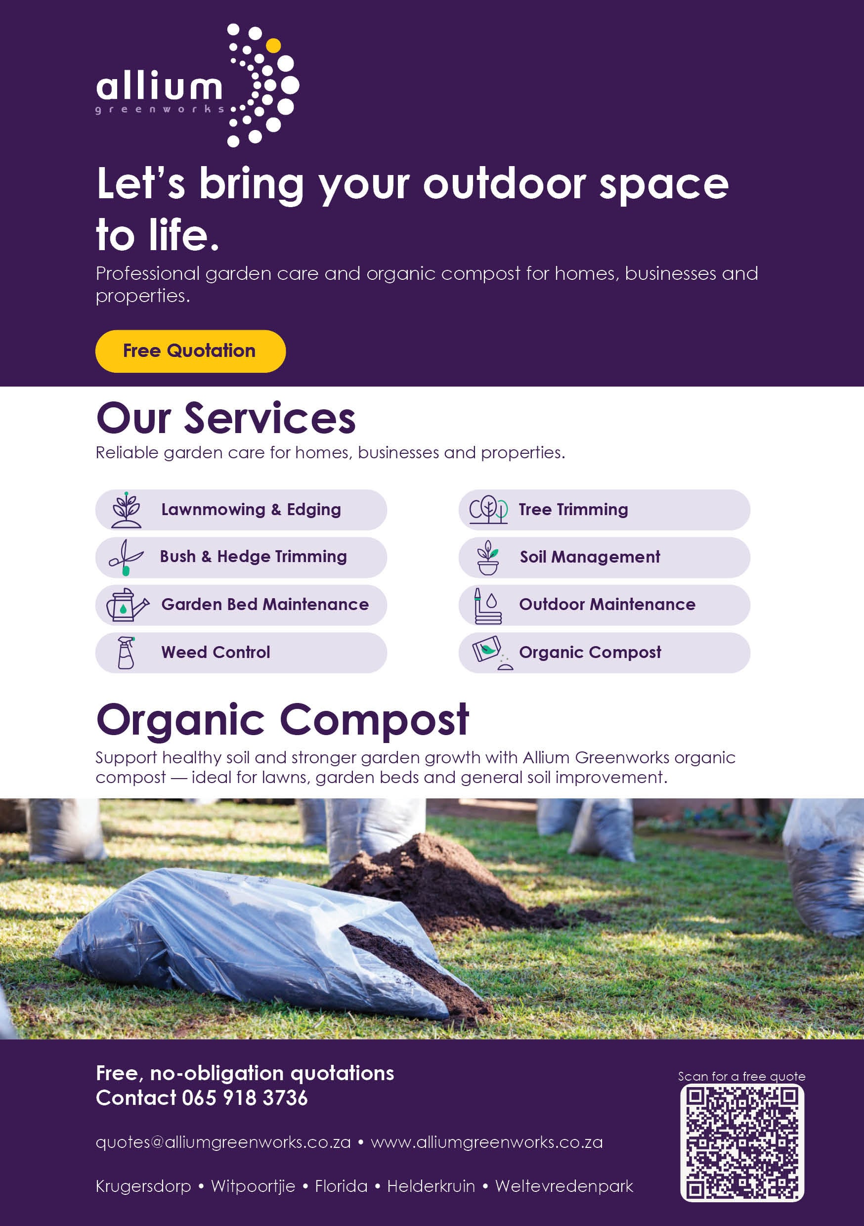 Allium Greenworks A5 promotional flyer.