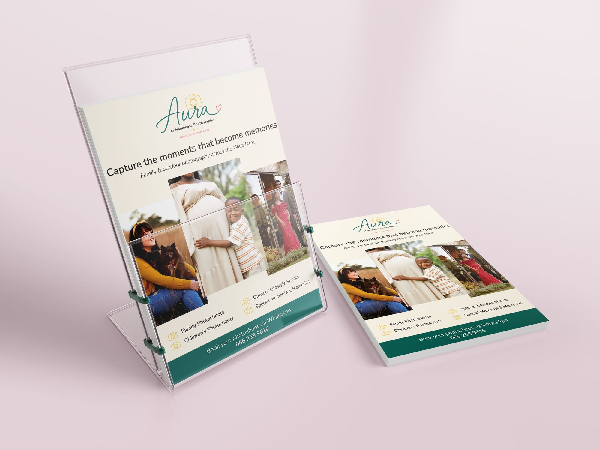 Aura of Happiness Photography flyer mockup.