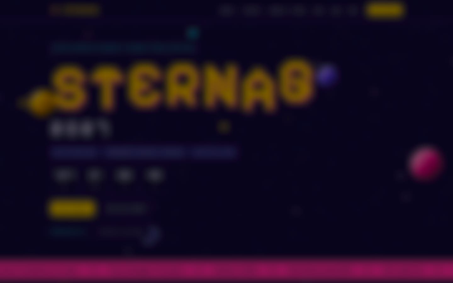 Sternag 2027 festival site, night-sky hero section with orbiting pixel planets.